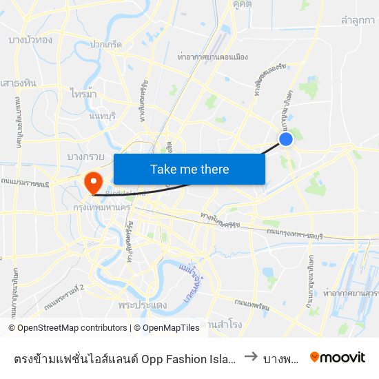 ตรงข้ามแฟชั่นไอส์แลนด์ Opp Fashion Island to บางพลัด map