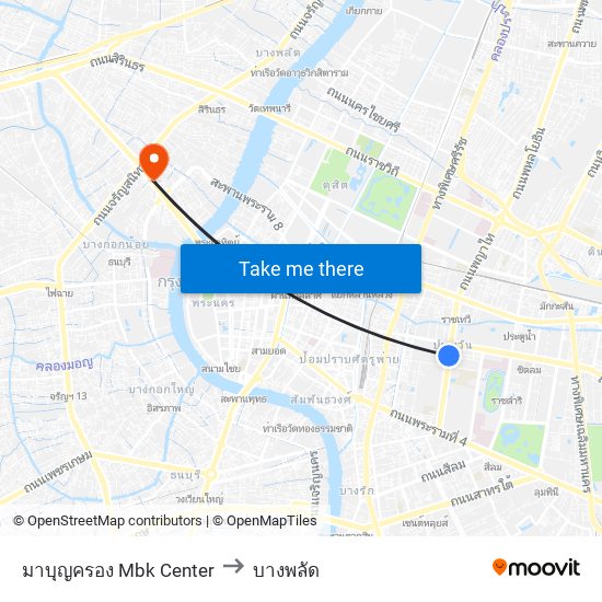 มาบุญครอง Mbk Center to บางพลัด map