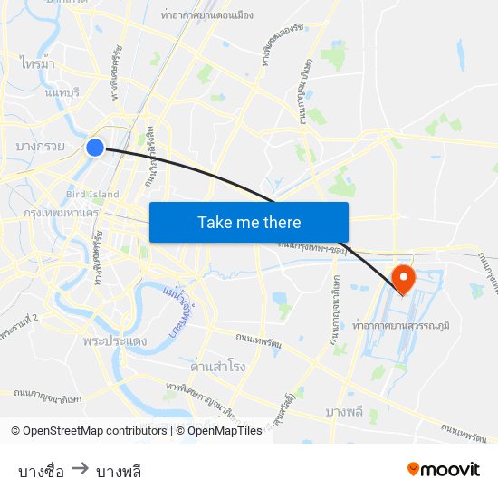 บางซื่อ to บางพลี map