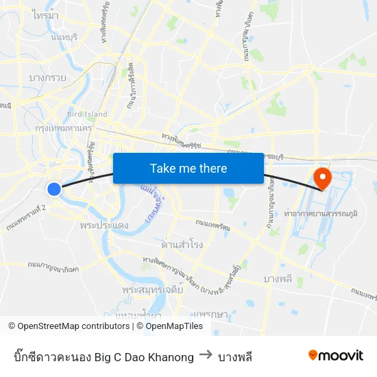 บิ๊กซีดาวคะนอง Big C  Dao Khanong to บางพลี map