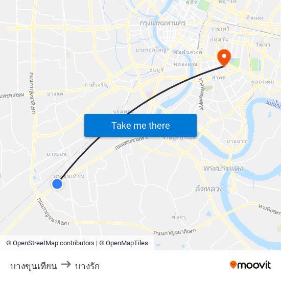 บางขุนเทียน to บางรัก map