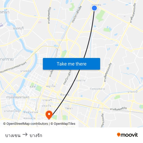 บางเขน to บางรัก map