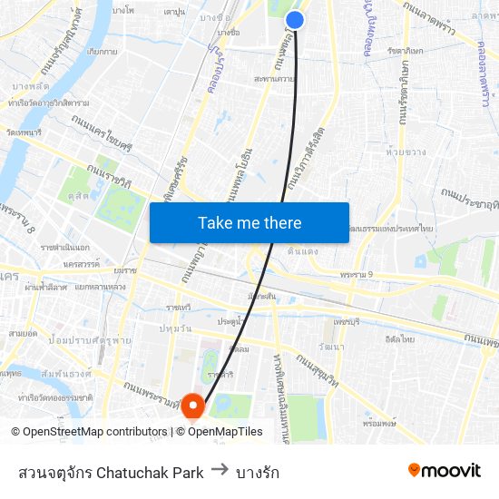 สวนจตุจักร Chatuchak Park to บางรัก map