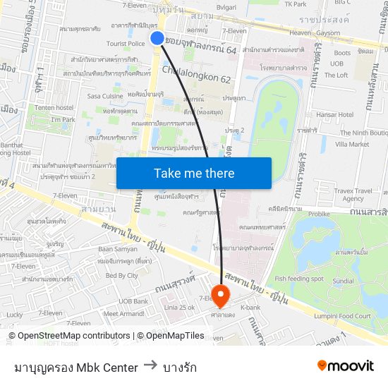 มาบุญครอง Mbk Center to บางรัก map