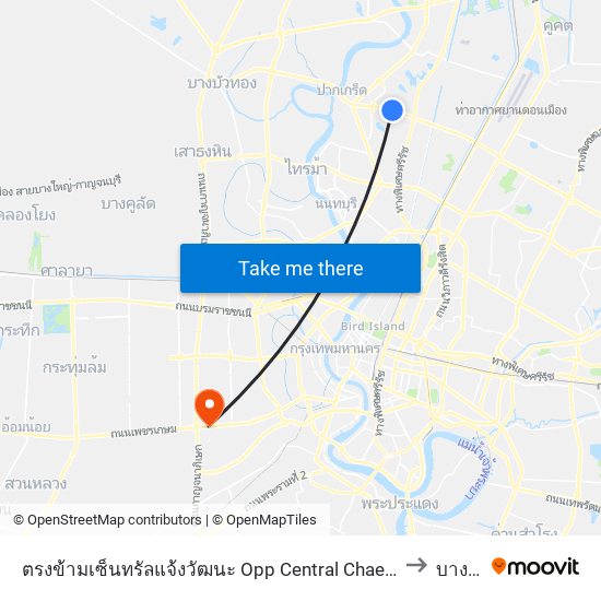 ตรงข้ามเซ็นทรัลแจ้งวัฒนะ Opp Central Chaengwattana to บางแค map