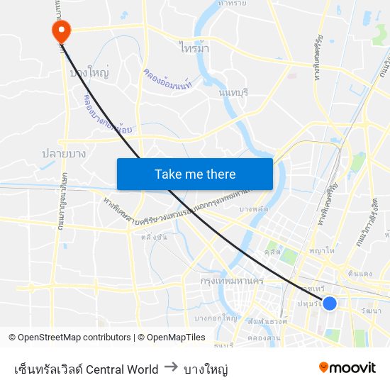 เซ็นทรัลเวิลด์ Central World to บางใหญ่ map