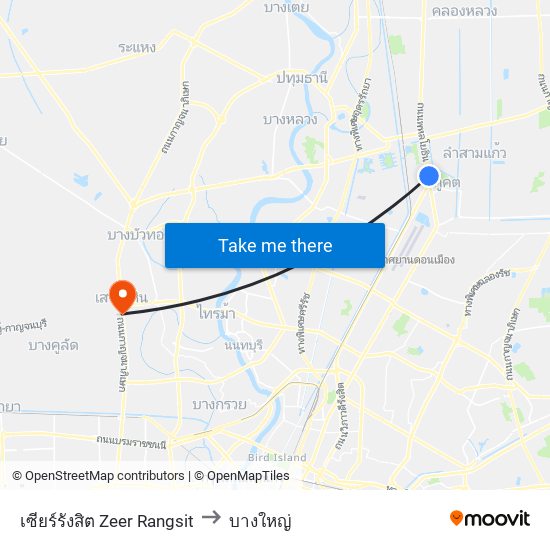 เซียร์รังสิต Zeer Rangsit to บางใหญ่ map