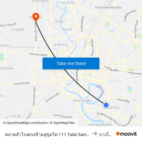 ตลาดสำโรงตรงข้ามสุขุมวิท 111 Talat Samrong to บางใหญ่ map