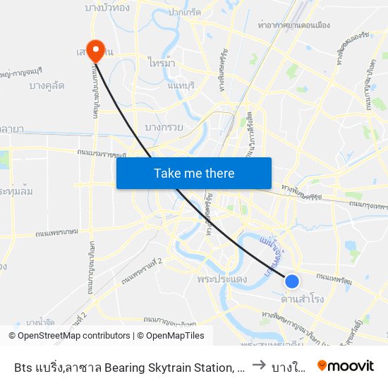 Bts แบริ่ง,ลาซาล Bearing Skytrain Station, Lasal to บางใหญ่ map