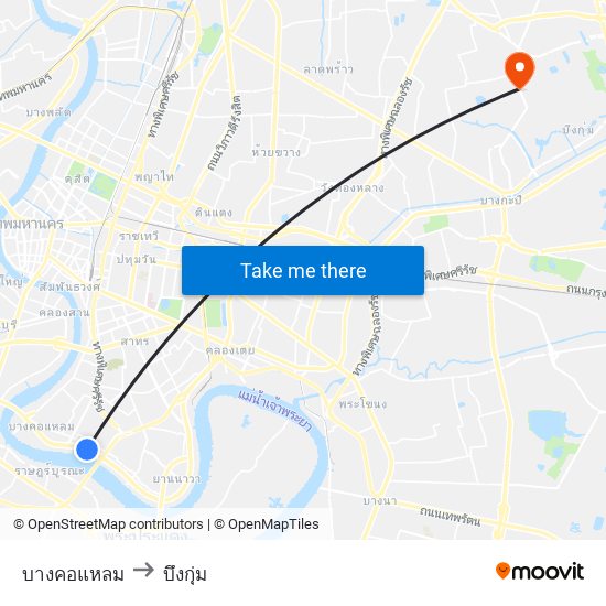 บางคอแหลม to บึงกุ่ม map