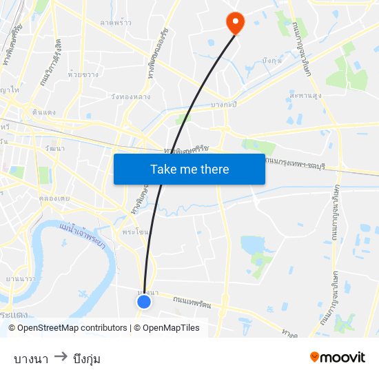 บางนา to บึงกุ่ม map