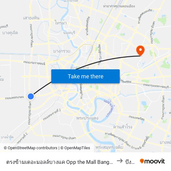 ตรงข้ามเดอะมอลล์บางแค Opp the Mall Bangkae to บึงกุ่ม map