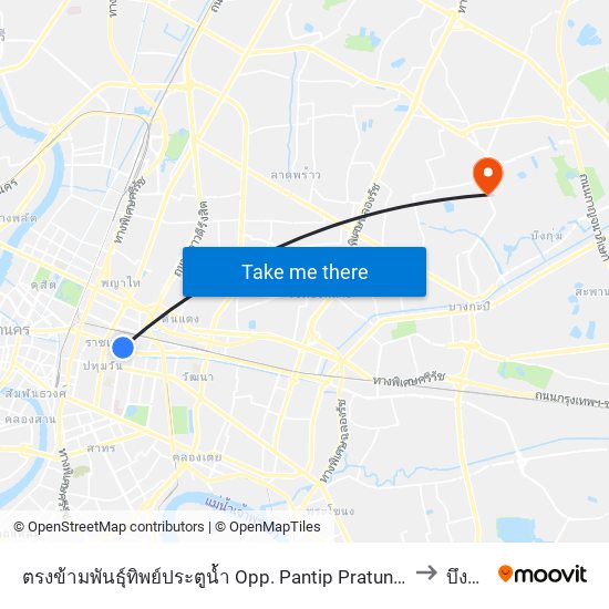 ตรงข้ามพันธุ์ทิพย์ประตูน้ำ Opp. Pantip Pratunam to บึงกุ่ม map