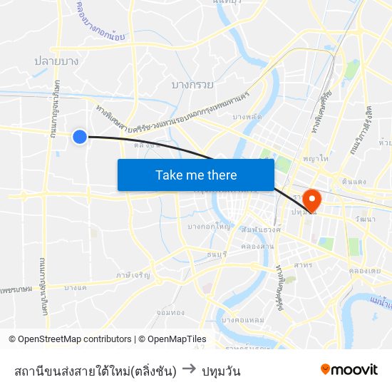 สถานีขนส่งสายใต้ใหม่(ตลิ่งชัน) to ปทุมวัน map