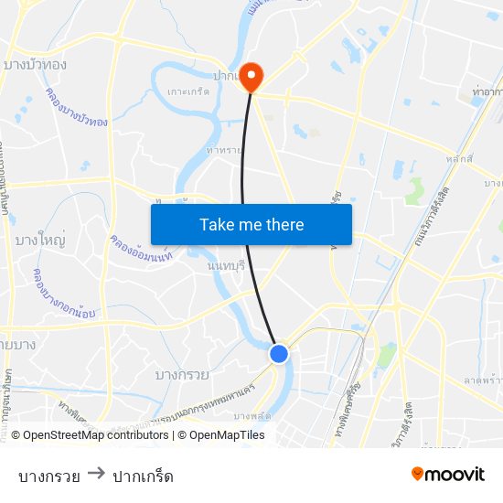 บางกรวย to ปากเกร็ด map