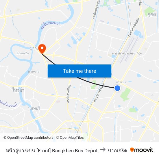 หน้าอู่บางเขน [Front] Bangkhen Bus Depot to ปากเกร็ด map