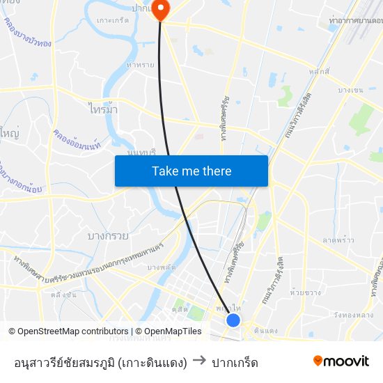 อนุสาวรีย์ชัยสมรภูมิ (เกาะดินแดง) to ปากเกร็ด map