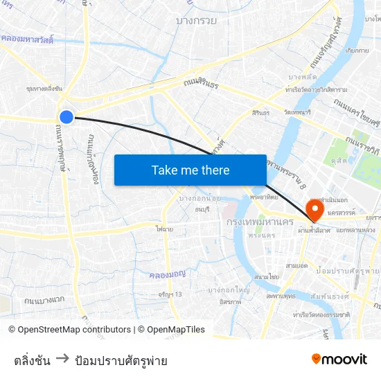 ตลิ่งชัน to ป้อมปราบศัตรูพ่าย map