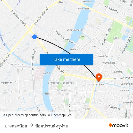 บางกอกน้อย to ป้อมปราบศัตรูพ่าย map