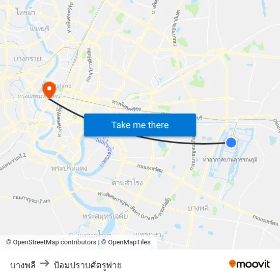 บางพลี to ป้อมปราบศัตรูพ่าย map
