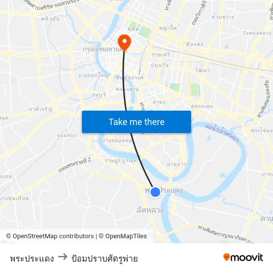 พระประแดง to ป้อมปราบศัตรูพ่าย map