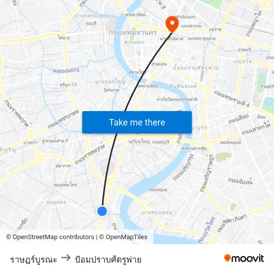ราษฎร์บูรณะ to ป้อมปราบศัตรูพ่าย map