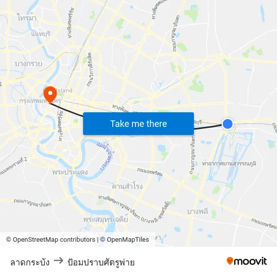 ลาดกระบัง to ป้อมปราบศัตรูพ่าย map