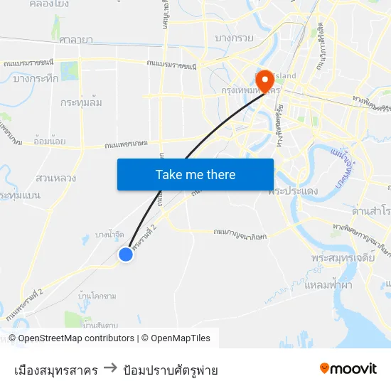เมืองสมุทรสาคร to ป้อมปราบศัตรูพ่าย map