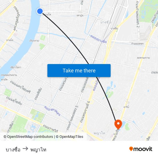 บางซื่อ to พญาไท map