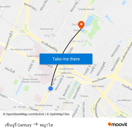 เซ็นจูรี่ Century to พญาไท map