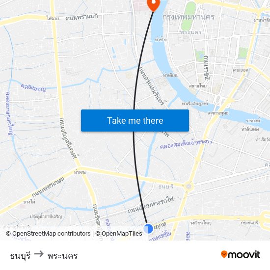 ธนบุรี to พระนคร map