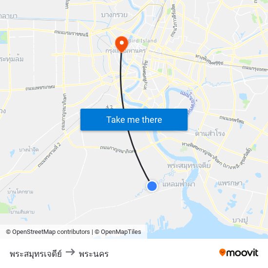 พระสมุทรเจดีย์ to พระนคร map