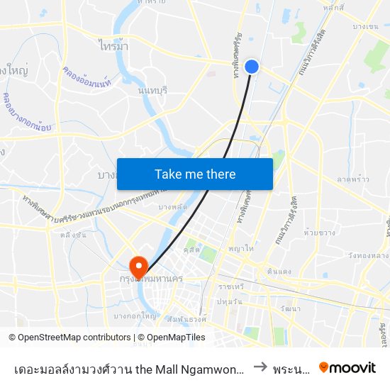 เดอะมอลล์งามวงศ์วาน the Mall Ngamwongwan to พระนคร map