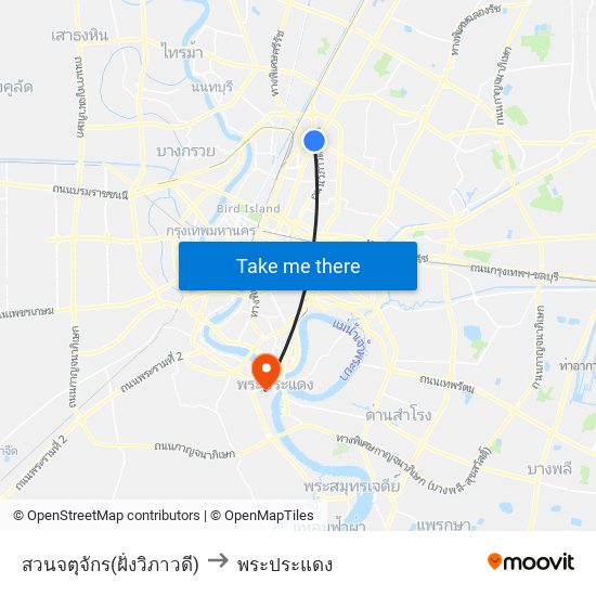 สวนจตุจักร(ฝั่งวิภาวดี) to พระประแดง map