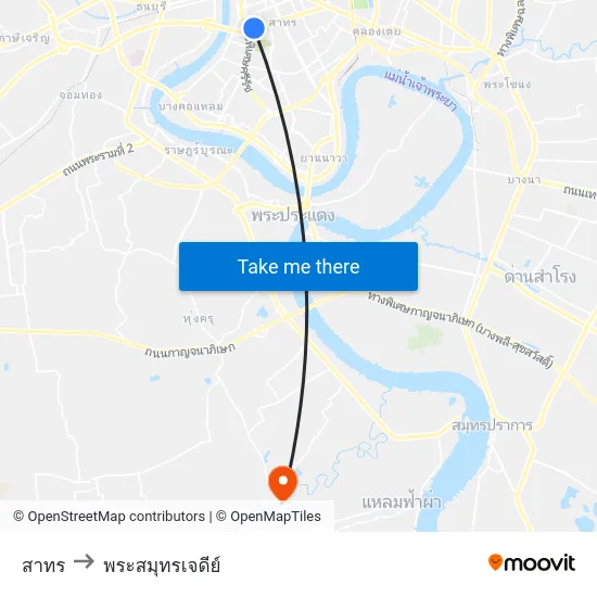 สาทร to พระสมุทรเจดีย์ map
