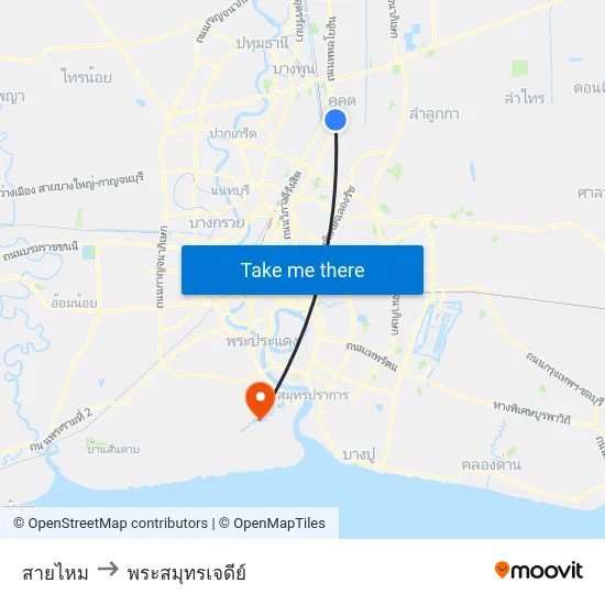 สายไหม to พระสมุทรเจดีย์ map