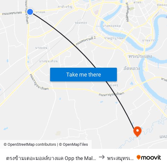 ตรงข้ามเดอะมอลล์บางแค Opp the Mall Bangkae to พระสมุทรเจดีย์ map