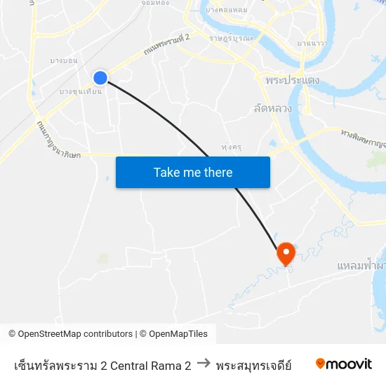 เซ็นทรัลพระราม 2 Central Rama 2 to พระสมุทรเจดีย์ map