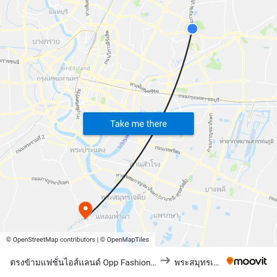ตรงข้ามแฟชั่นไอส์แลนด์ Opp Fashion Island to พระสมุทรเจดีย์ map