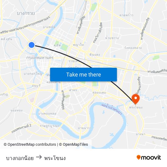 บางกอกน้อย to พระโขนง map