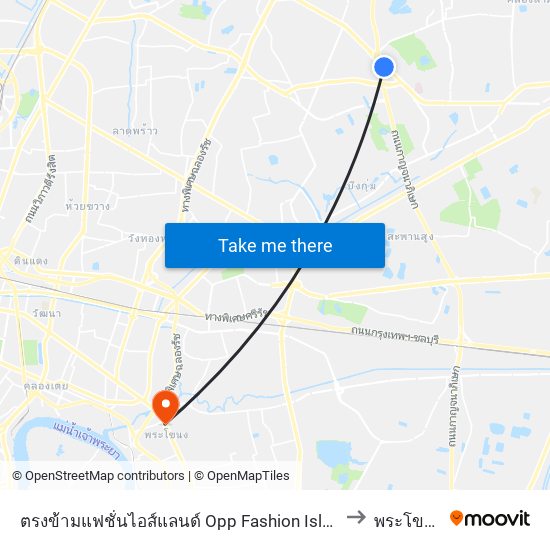 ตรงข้ามแฟชั่นไอส์แลนด์ Opp Fashion Island to พระโขนง map