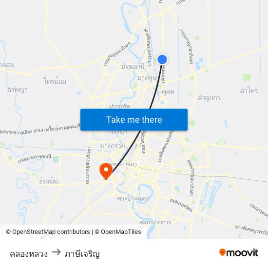 คลองหลวง to ภาษีเจริญ map