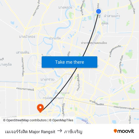 เมเจอร์รังสิต Major Rangsit to ภาษีเจริญ map