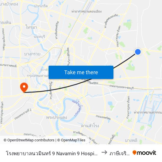 โรงพยาบาลนวมินทร์ 9 Navamin 9 Hospital to ภาษีเจริญ map