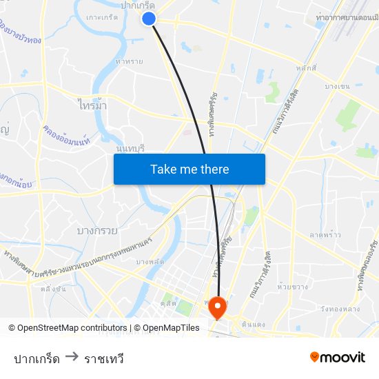 ปากเกร็ด to ราชเทวี map