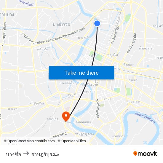 บางซื่อ to ราษฎร์บูรณะ map