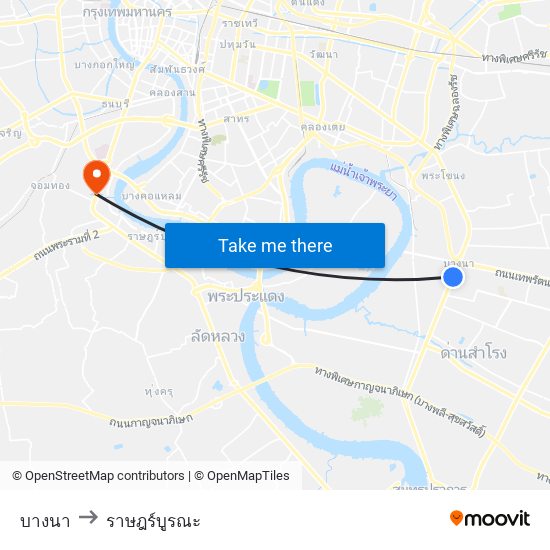 บางนา to ราษฎร์บูรณะ map