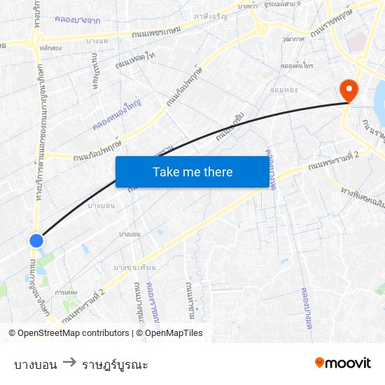 บางบอน to ราษฎร์บูรณะ map