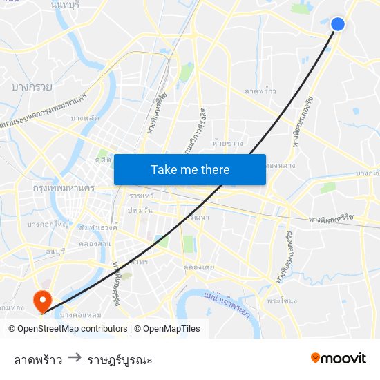 ลาดพร้าว to ราษฎร์บูรณะ map