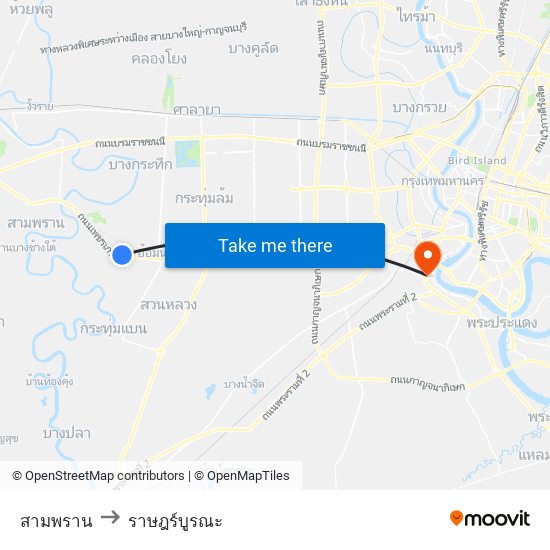 สามพราน to ราษฎร์บูรณะ map